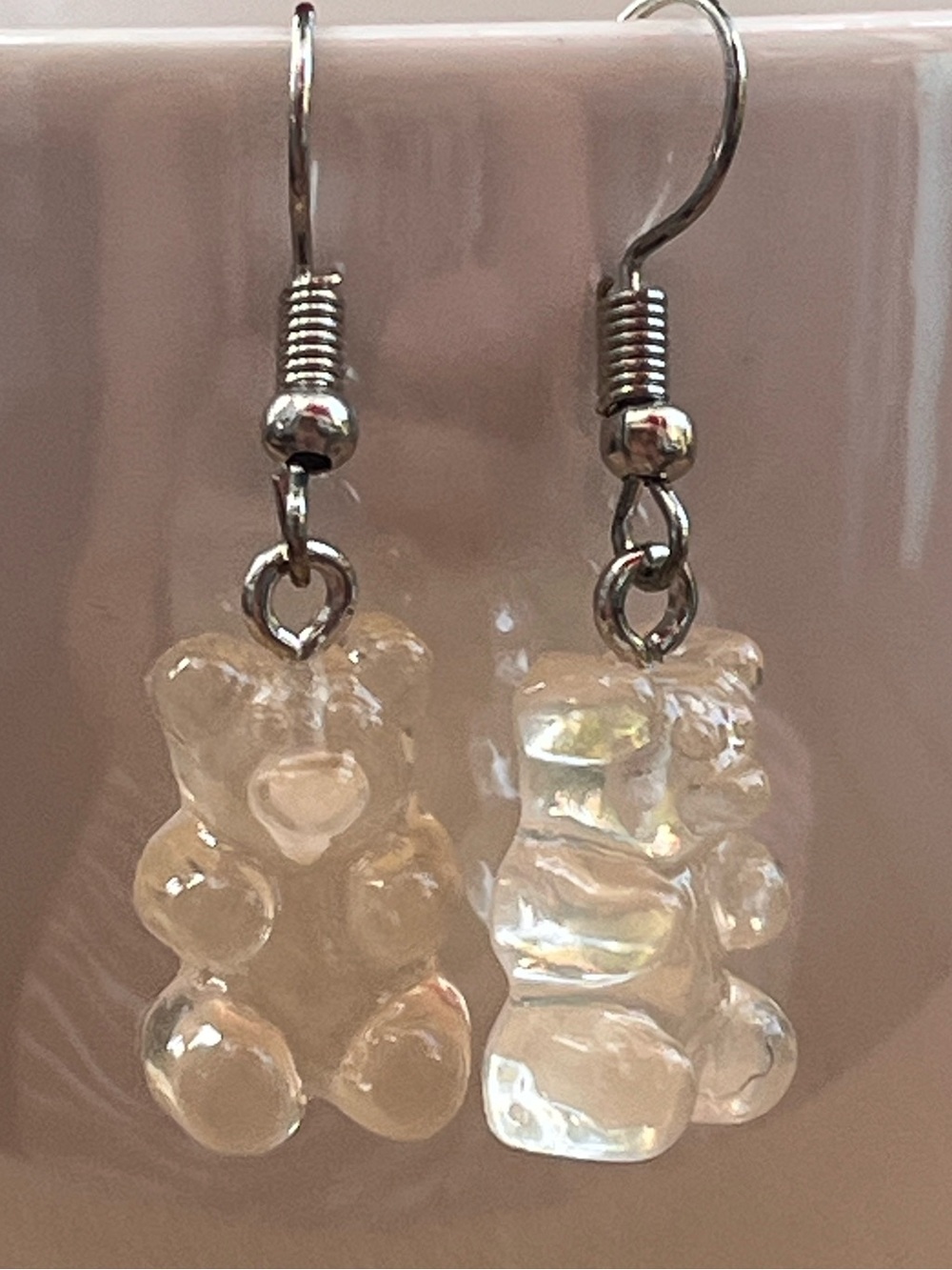 🧸 Clear Gummy Bear Dangle Earrings